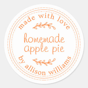 Sticker Rond Rustique Maison Produits Pâtisés Pomme Pie Orange
