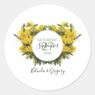 Sticker Rond Rustique Mariage Acacia Wattle