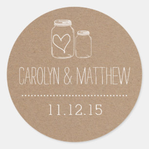 Sticker Rond Rustique Mason Jar  Coeur mariage Faveur Sticker2