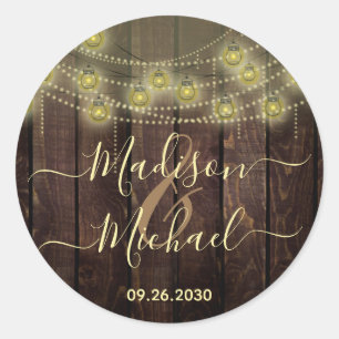Sticker Rond Rustique Mason Jar Mariage de lanterne