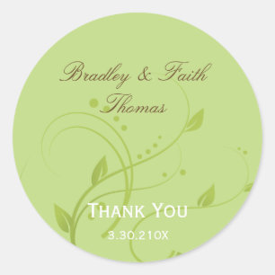 Sticker Rond Rustique Naturel Paisley Floral Mariage Faveur