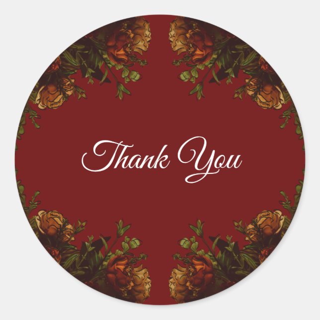 Sticker Rond Rustique Orange Red Fall Élégant Mariage gothique (Devant)