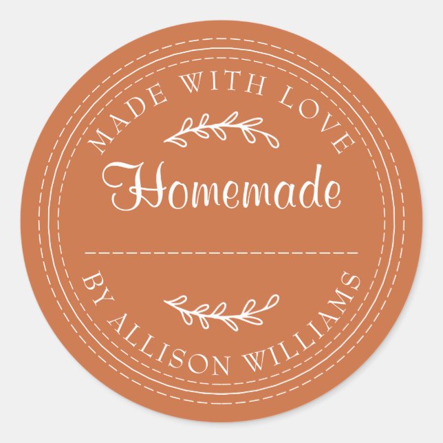 Sticker Rond Rustique Pâtisseries Maison Orange Brûlée en Conse (Devant)
