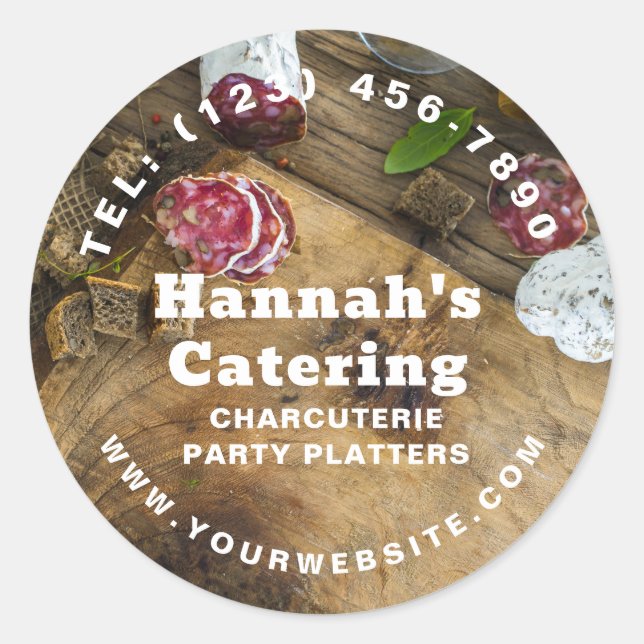 Sticker Rond Rustique Photo Bois Bois Charcuterie Restauration (Devant)