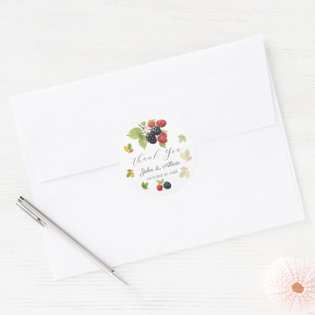 Sticker Rond Rustique romantique Berry Mariage photo Retour (Enveloppe)