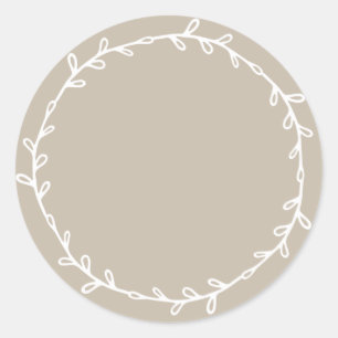 Sticker Rond Rustique Shiitake Maison Écriture Grise