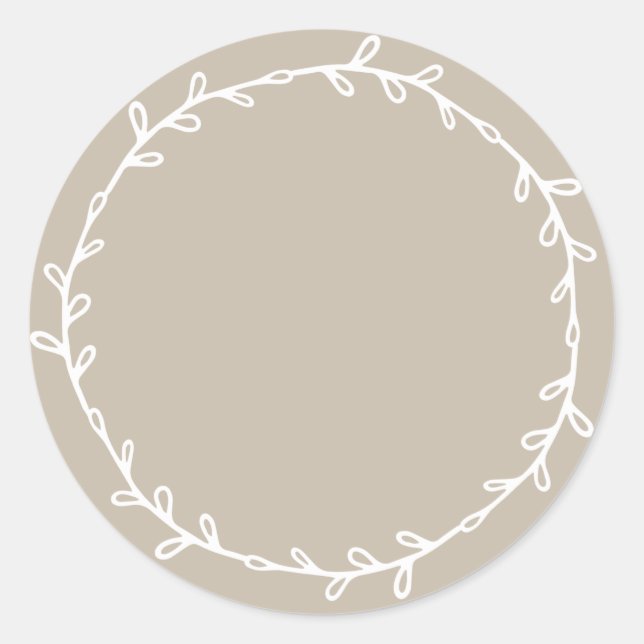 Sticker Rond Rustique Shiitake Maison Écriture Grise (Devant)