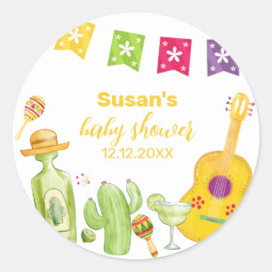 Sticker Rond Rustique Taco 'Bout Cactus Lime Baby shower de gui