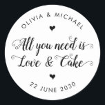 Sticker Rond Rustique Tout ce dont vous avez besoin est amour e<br><div class="desc">Un Sticker Mariage classique en Merci noir avec "All You Need is Love and Tacos" dans une calligraphie de police moderne et rustique. Vous pouvez facilement le personnaliser avec vos noms et date mariage.</div>