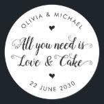Sticker Rond Rustique Tout ce dont vous avez besoin est amour e<br><div class="desc">Un Sticker Mariage classique en Merci noir avec "All You Need is Love and Tacos" dans une calligraphie de police moderne et rustique. Vous pouvez facilement le personnaliser avec vos noms et date mariage.</div>