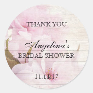 Sticker Rond Rustique Vintage Floral Douche nuptiale Merci