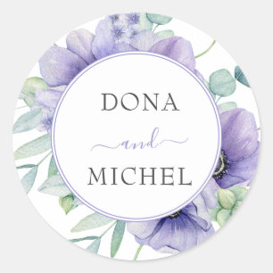 Sticker Rond Rustique Violet été Wild Floral Mariage