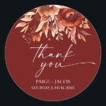 Sticker Rond Rusty Burgundy Brown Floral Flower Wedding<br><div class="desc">These are Rusty Burgundy Brown Floral Flower Wedding Party Favor Stickers!</div>
