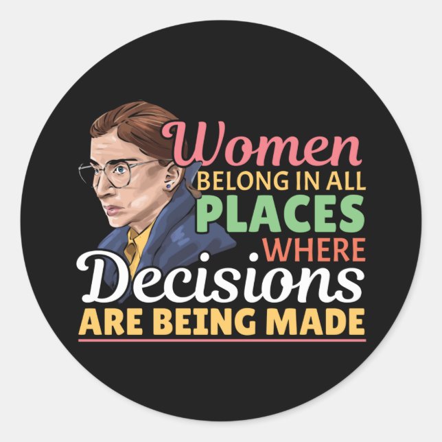 Sticker Rond Ruth Bader Ginsburg avocate féministe Juge (Devant)