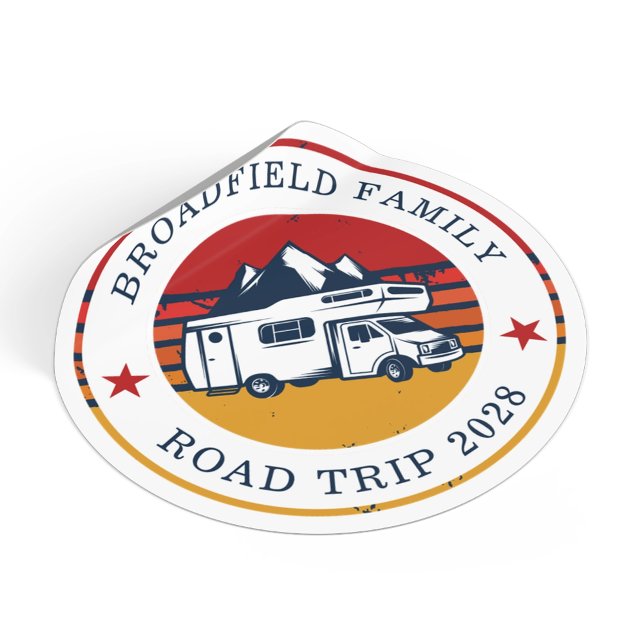 Sticker Rond RV Road Trip Correspondance Famille Camping Vacanc (RV Road Trip Matching Family Camping Vacation Classic Round Sticker)