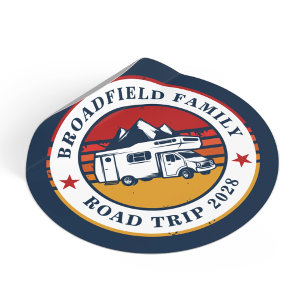 Sticker Rond RV Road Trip Mom Correspondance familiale Vacances