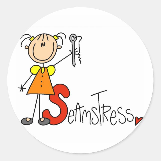 Sticker Rond S est pour Couturière (Devant)