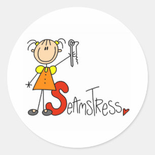 Sticker Rond S est pour Couturière