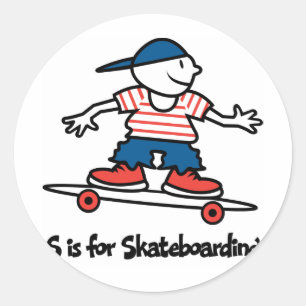 Sticker Rond S est pour le Skateboard