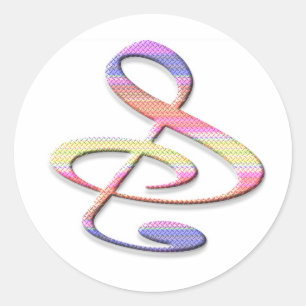Sticker Rond "S", "&", Et/Ou Treble Clef note musicale