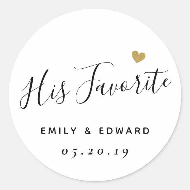 Sticker Rond Sa Faveur Mariage Personnalisée Favorite (Devant)