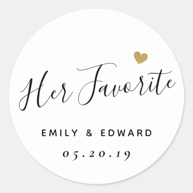 Sticker Rond Sa Faveur Mariage Personnalisée Favorite (Devant)