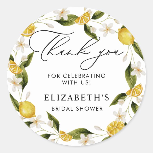 Sticker Rond Sa fête de mariage aux citrons Her Main Squeeze (Devant)