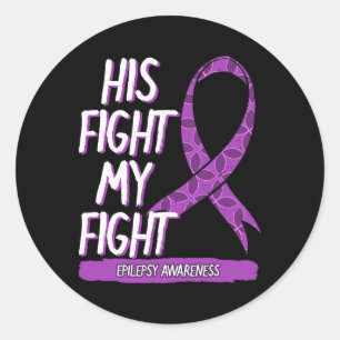 Sticker Rond Sa lutte est ma lutte Epilepsie Crise Ruban Violet