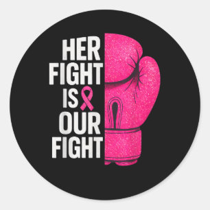 Sticker Rond Sa Lutte Est Notre Combat Boxe Gant Cancer Du Sein