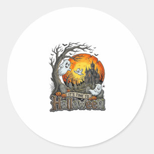 Sticker Rond Sa Maison Hantée Halloween Cimetière Effrayant