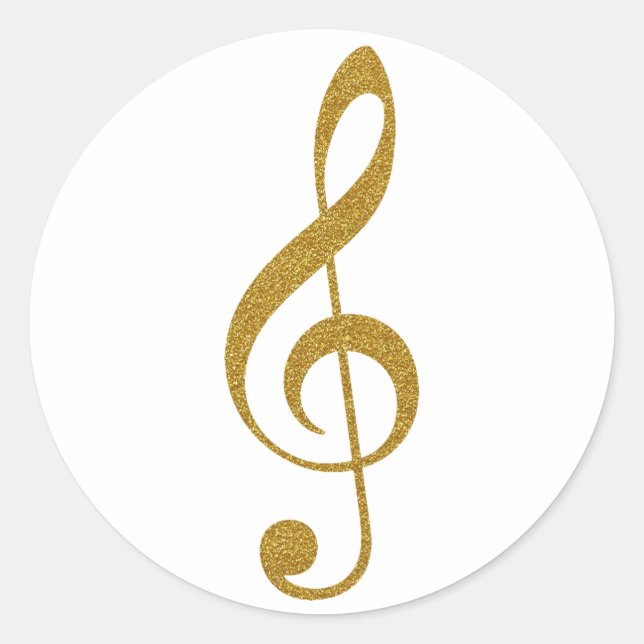 Sticker Rond sa note musicale à clé dorée (Devant)