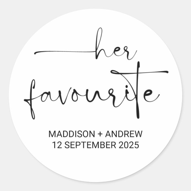 Sticker Rond Sa Réception De Mariage Préférée Privilégie Les Cl (Devant)