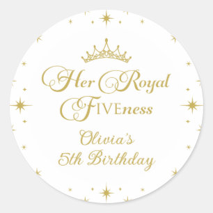 Sticker Rond Sa Royal Fiveness Gold Princess 5e anniversaire