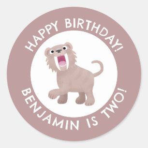Sticker Rond Saber Toothed Tiger Smilodon anniversaire personna