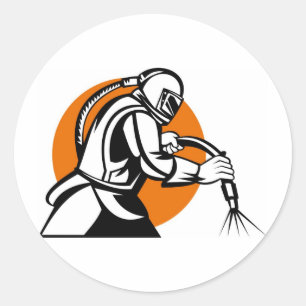 Sticker Rond sablage sablage sablage sablage rétro ouvrier sabl