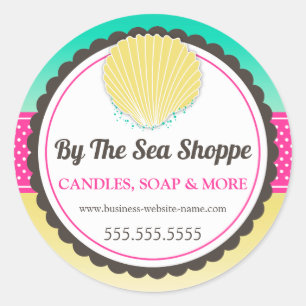 Sticker Rond Sable de coquillages tropicaux et bâton rond class