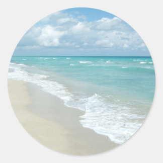 Sticker Rond Sable extrême de blanc de vue de plage de