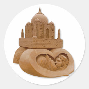 Sticker Rond Sable sculpté de Taj Mahal par Sudarsan Pattnaik
