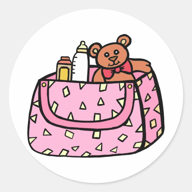 Sticker Rond sac bébé rose (Devant)