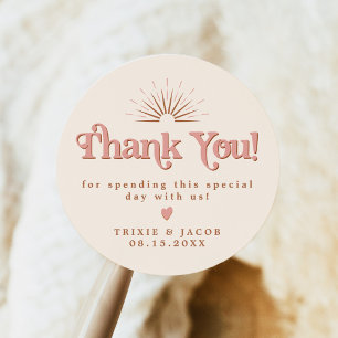 Sticker Rond Sac cadeau de mariage rétro Trixie années 70 rose 