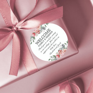 Sticker Rond Sac de bienvenue pour Mariage floral Elizabeth Pin