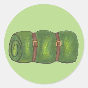 Sticker Rond Sac de couchage vert Camp de couchage d'été Randon