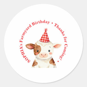 Sticker Rond Sac de faveur d'anniversaire de ferme modifiable S