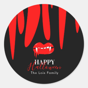 Sticker Rond Sac de friandises Halloween Lèvres de sang de vamp