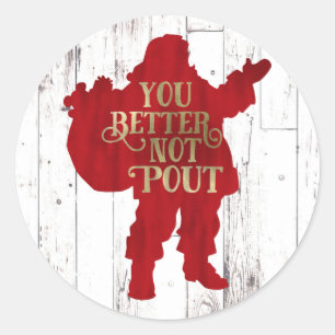 Sticker Rond Sac de jouets du Père Noël rouge et or Vous feriez