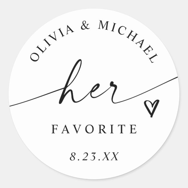 Sticker Rond Sac de mariage moderne pour son écriture préférée (Devant)
