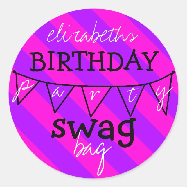 Sticker Rond Sac de swag de fête d'anniversaire (Devant)