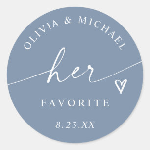 Sticker Rond Sac de traitement de mariage de couleur bleu pouss
