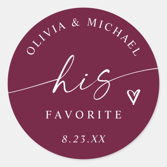 Sticker Rond Sac de traitement de mariage de script moderne son (Devant)