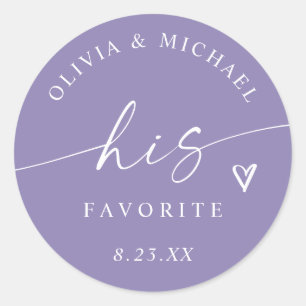Sticker Rond Sac de traitement de mariage moderne lavande son p